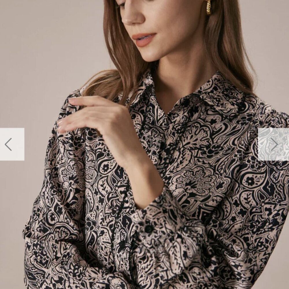 RIHOAS The Khaki Collared Cashew Flower Print Shirt 3